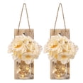 thumbnail image 1 of Mason Jar Lights with Flowers, Mason Jar Sconces for Wall Decor with 6-Hour Timer LED Fairy Light and Champagne Hydrangeas - for Farmhouse Kitchen Living Room Decor (Set of 2), 1 of 7