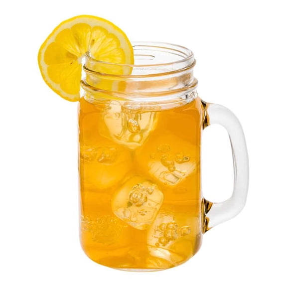 Restaurantware-16 Ounce Mason Jars With Handle, 10 Dishwasher Safe Mason Jar Mugs - Scratch Resistant, Lead Free, Clear Glass Drinking Glass Jars, For Cocktails, Sodas, Shakes, Or Juices