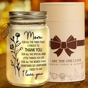 Mason Jar Night Light for Mom, Mothers Day Gifts for Women, Home Decoration Lights, Personalized Crystal Stickers Night Light Gift for Birthday Mothers Day Gifts