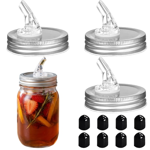 Mason Jar Pour Spouts, Free flow Mason Jar Pour Spouts, Mason Jar for Spout Regular Mouth 70mm Dispenser Germination Cover, Suitable for any liquid