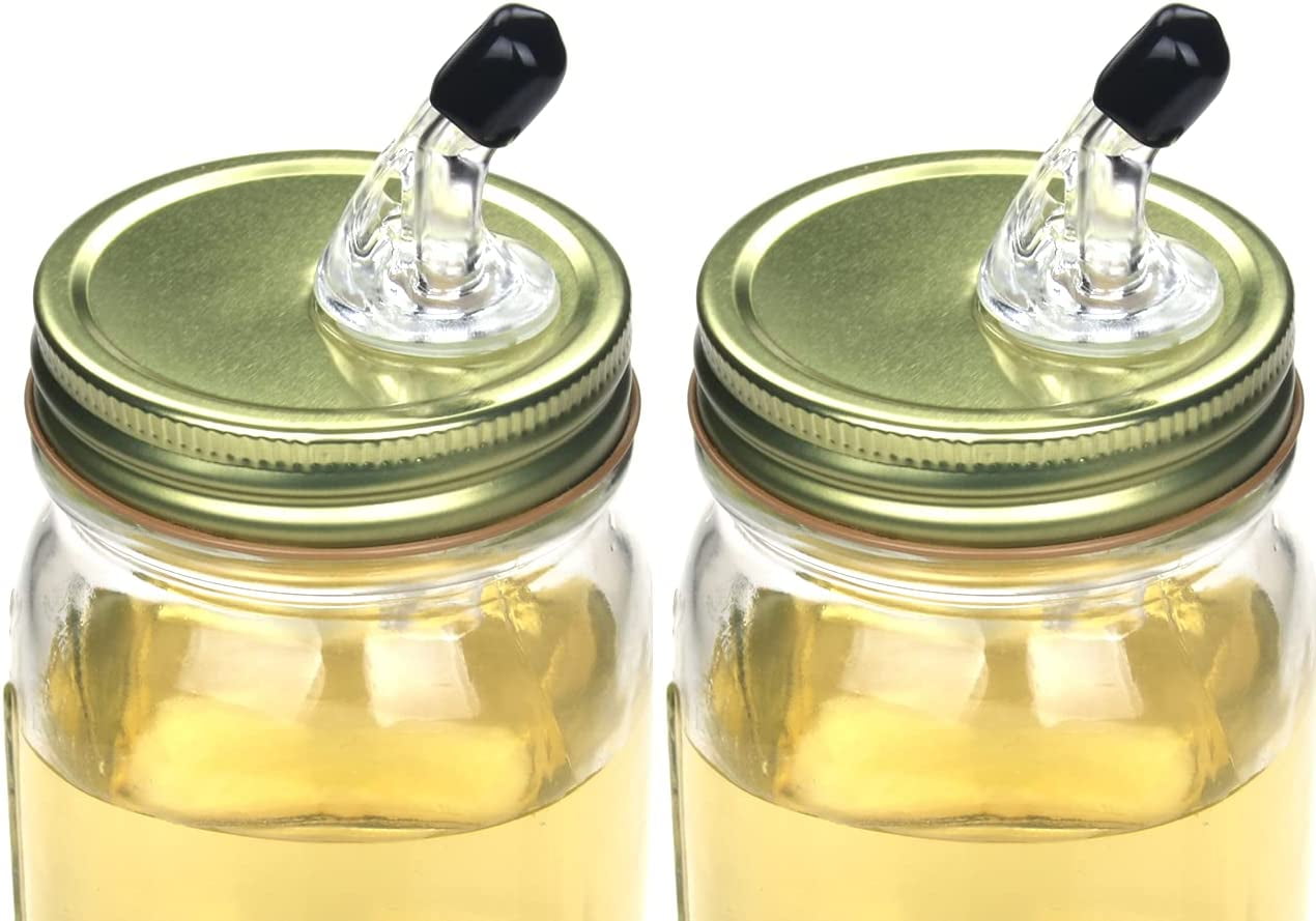 Mason Jar Pour Spouts Regular Mouth Size LeakProof 2Pack (Gold