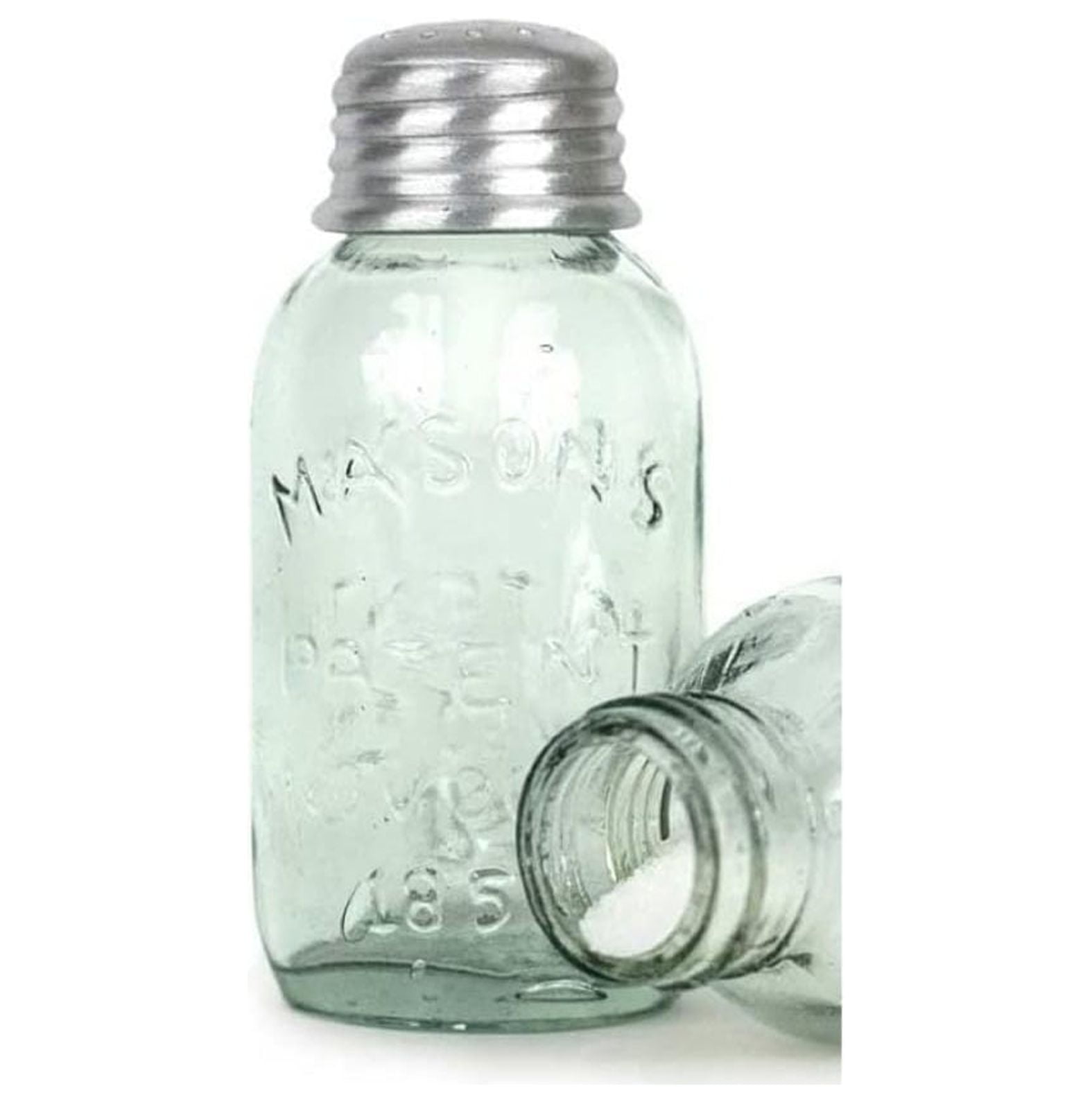 Mason Jar Salt and Pepper Shaker, 3.75-inch Height, Glass, Clear