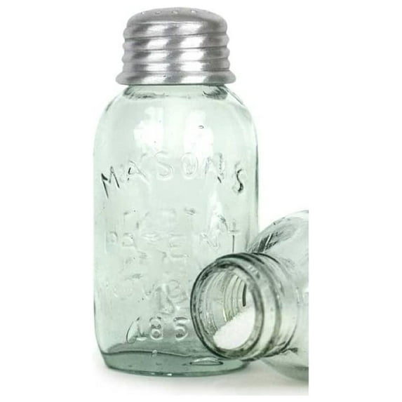 Mason Jar Salt and Pepper Shaker, 3.75-inch Height, Glass, Clear