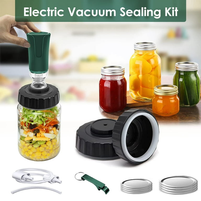 Mason Jar Vacuum Sealer Kit, Jar Sealer For Food Storage With Mason Jar Kit  And Electric Vacuum Pump, Compatible With Foodsaver Vacuum Sealer Machine
