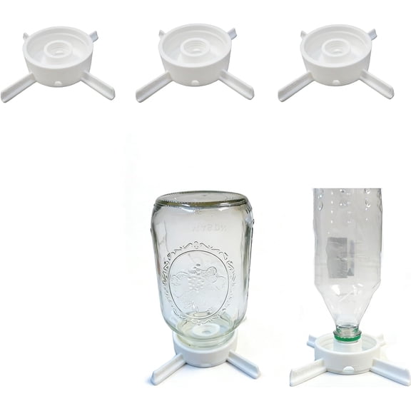 Mason Jar and Soda Bottle Automatic Watering Plant Adapter, Automatic Watering Micro-Vegetable System, Hydroponic Base, Easy-to-Install Gardening Aid, 3-Pack