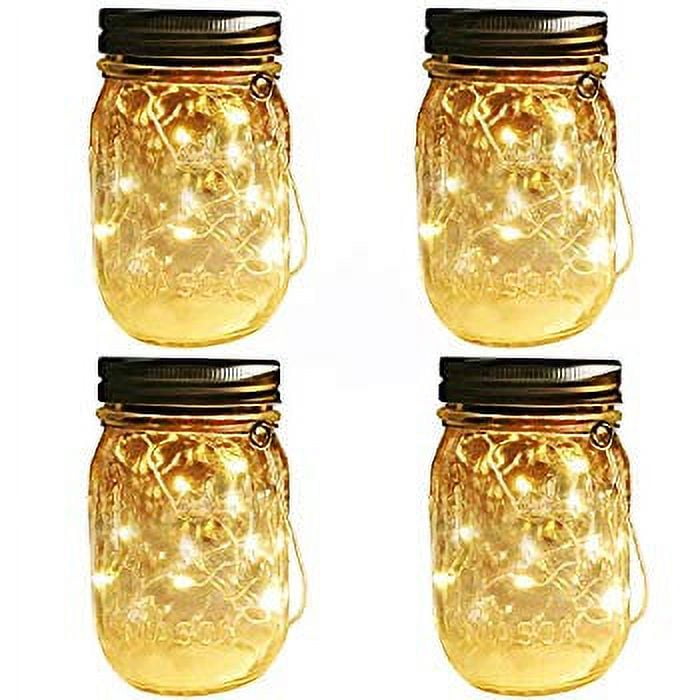 Mason Jar Solar Lights Lanterns, 4 Pack 30 LEDs Fairy Firefly Led