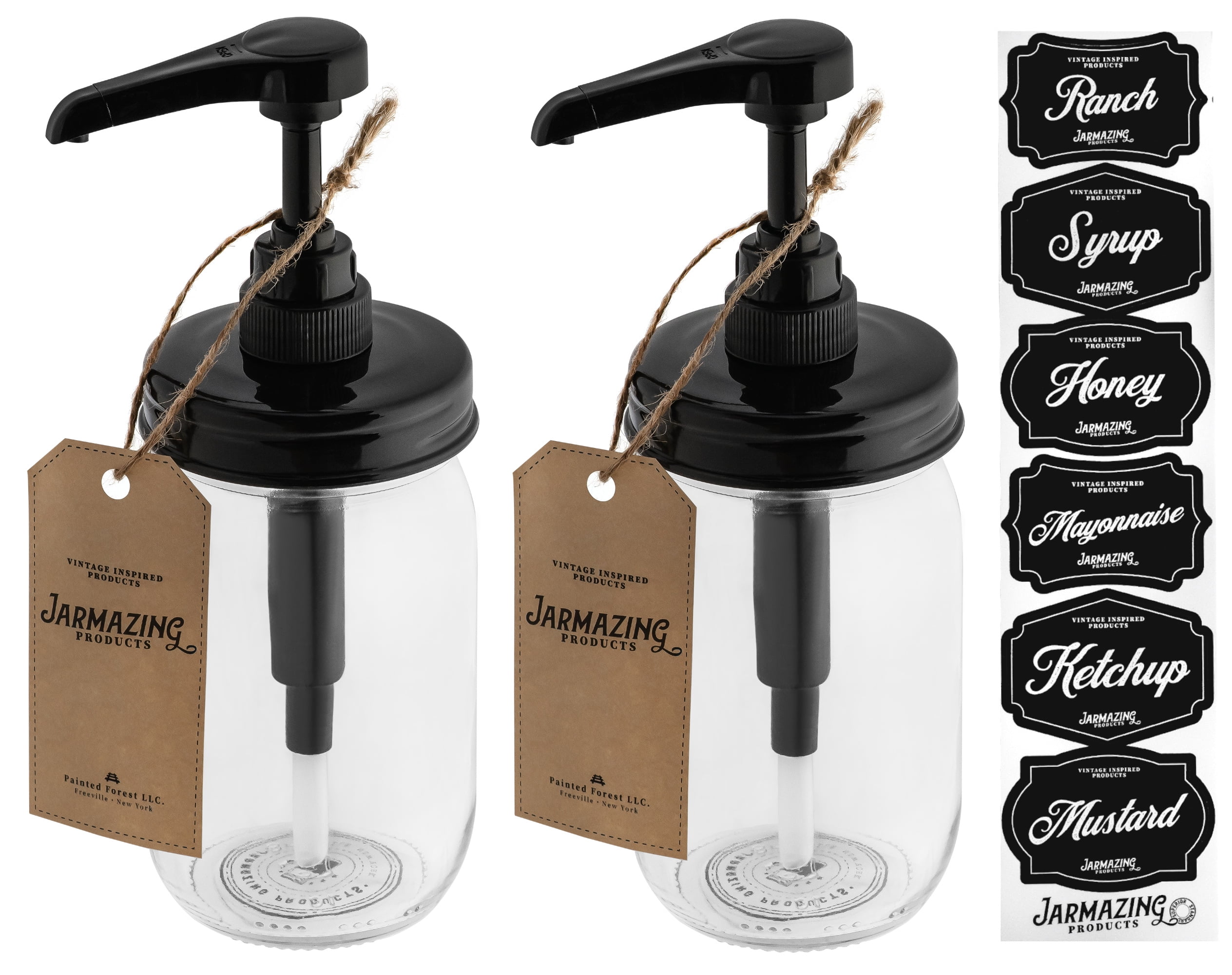 16oz Mason Jar Syrup Dispenser Set of 2 LeakProof Containers for
