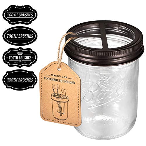 Mason Jar Toothbrush Holder Bronze With 16 Ounce Ball Mason Jar