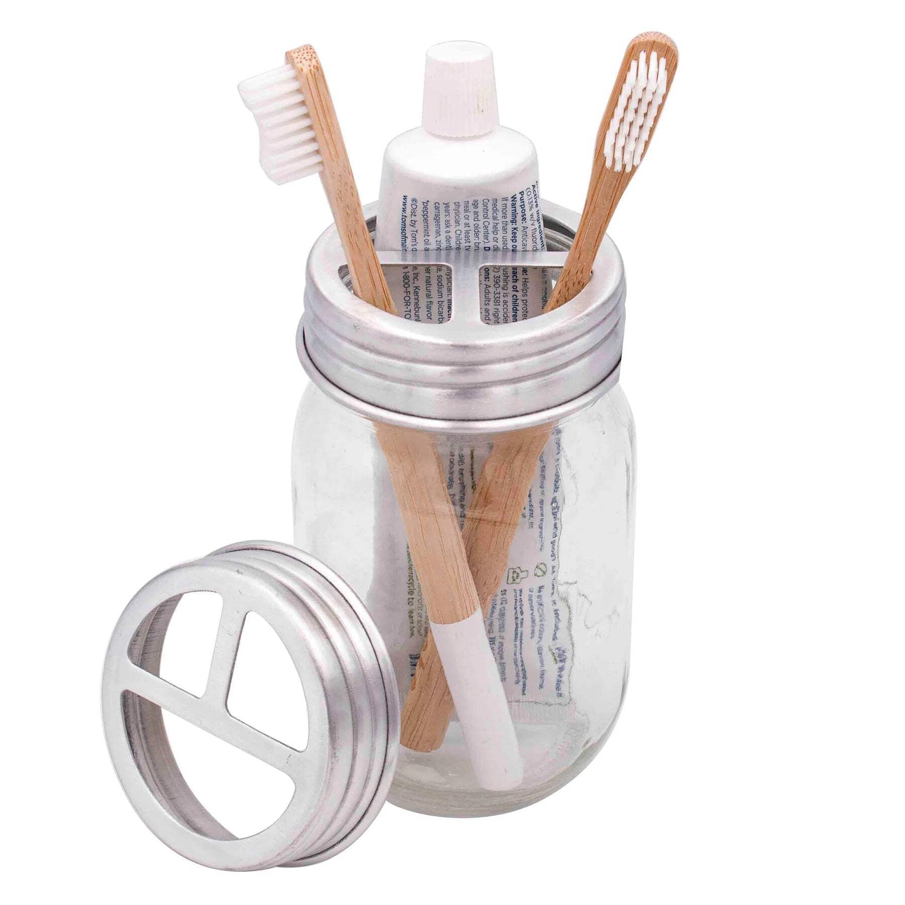 Mason Jar Lid Toothbrush Holder – Farmhouse-Style Bathroom Counter Organizer