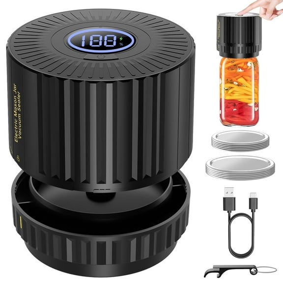 GPED Mason Jar Vacuum Sealer, Electric Cordless Mason Jar Vacuum Sealer for Food Storage and Fermentation, Vacuum Sealer with Can Opener for Wide-Mouth & Regular-Mouth Mason Jars
