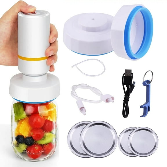 Mason Jar Vacuum Sealer, Electric Vacuum Sealer for Jars with Wide/Regular Mouth Accessories, Can Vacuum Seal Pump Kit with Lids Compatible with Vacuum Canning Sealer Machine