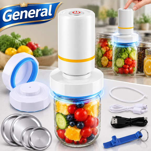 Mason Jar Vacuum Sealer, Electric Vacuum Sealer for Jars with Wide/Regular Mouth Accessories, Can Vacuum Seal Pump Kit with Lids Compatible with Vacuum Canning Sealer Machine