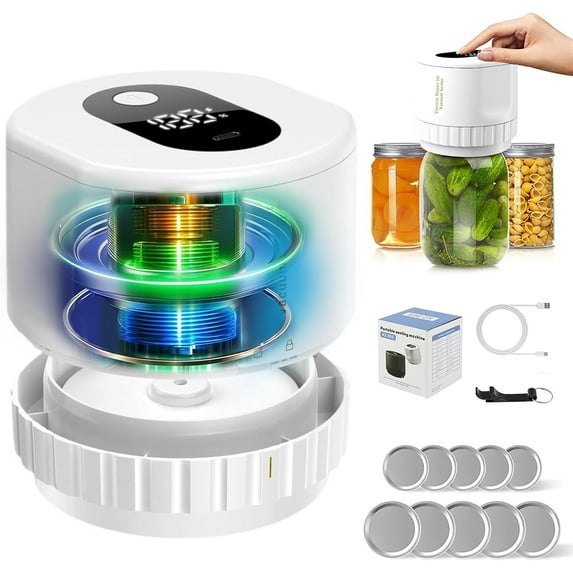 Mason Jar Vacuum Sealer Kit Can Sealer Machine for Mason Jars With Wide and Regular Mouth Lids Kitchen Must Haves (white, 80S)