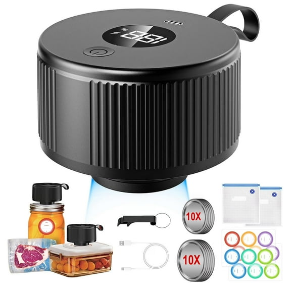 Henotian Mason Jar Vacuum Sealer Kit, Electric Sealer for Wide, Regular Mouth Mason Jars, Portable Vacuum Sealer for Jars,Includes 20 Lids