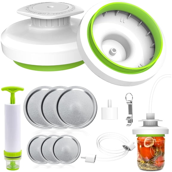 Mason Jar Vacuum Sealer Kit - Vacuum Sealer with Manual Pump and Lid Opener for Wide & Regular Mouth Jars