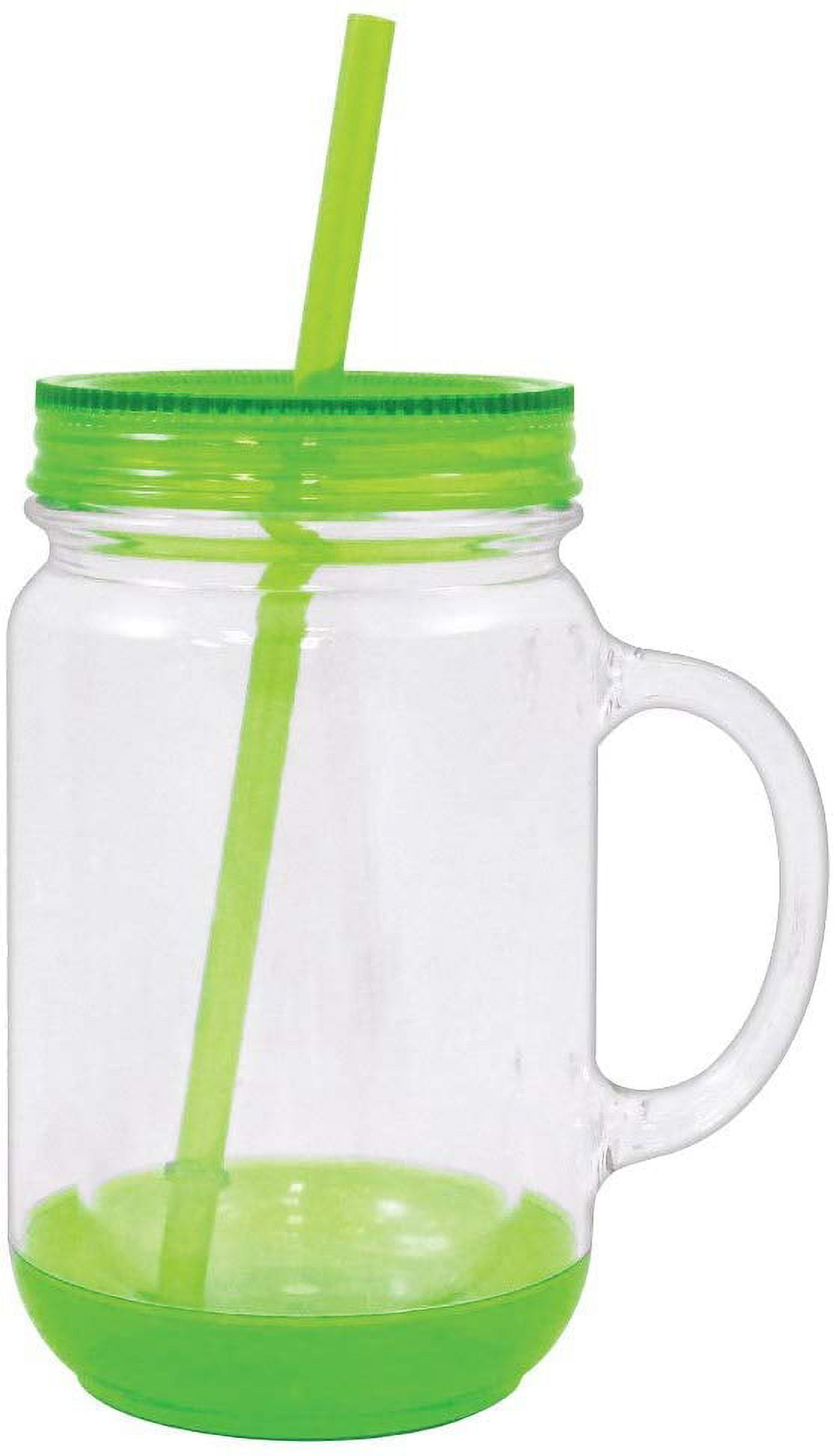 Mason Jar with Lid Plastic Tumbler Drinking Cup Mug with Straw 18 oz