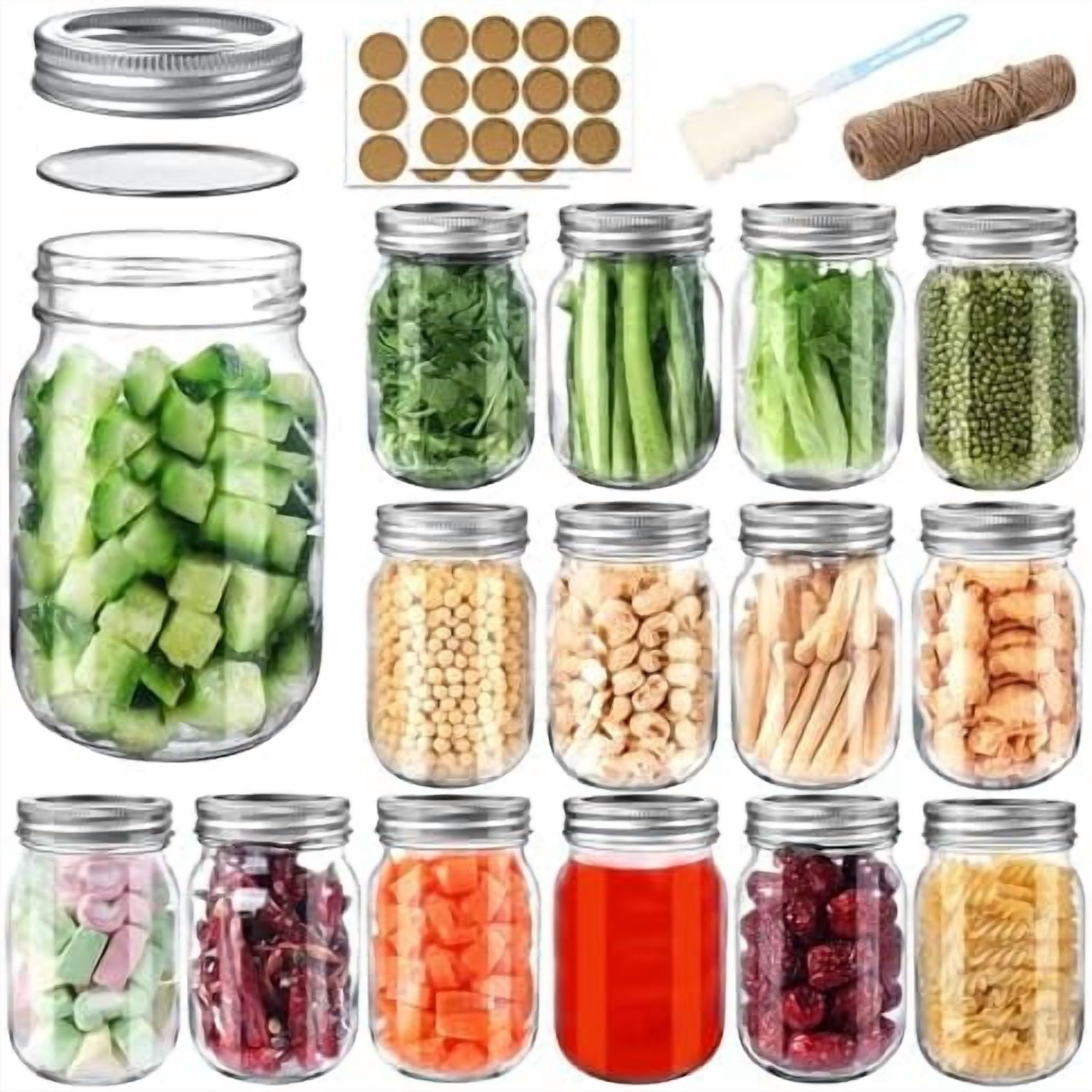 Mason Jars 16 oz with Airtight Lids and Bands, 15 Pack Regular Mouth ...
