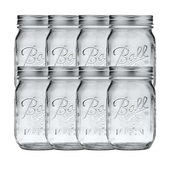 Mason Jars 16oz Regular Mouth, 8 Count - Canning Jars with Lids & Bands for Jam, Jelly, Pickles - Food Storage, DIY Crafts, Drinkware