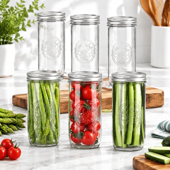 Mason Jars 24 Ozwith Measurement Marks - 6 Pack Glcanning Airtight ...