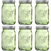 Mason Jars 32 oz - 6 Pack Green Large Mason Jars Wide Mouth,Glass Jar with Lid for Canning, Pickling, Food Storage, Fermenting, DIY Crafts & Decor, Reusable