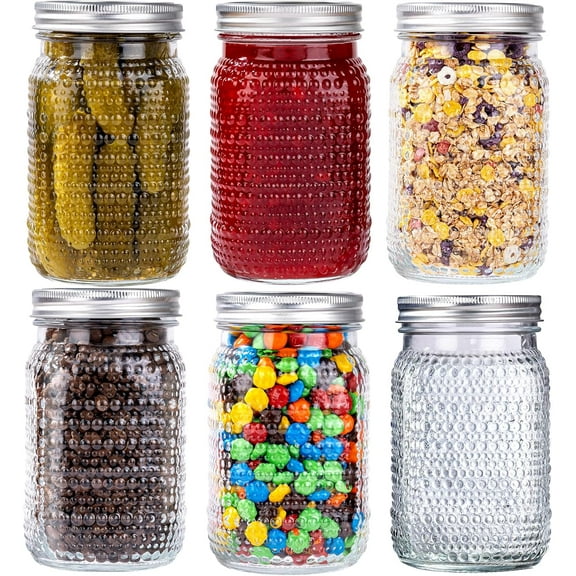 Mason Jars 32 oz 6 Pack Quart Mason Jars Wide Mouth for Pickling Canning Decoration Fermenting and Food Storage Microwave & Dishwasher Safe