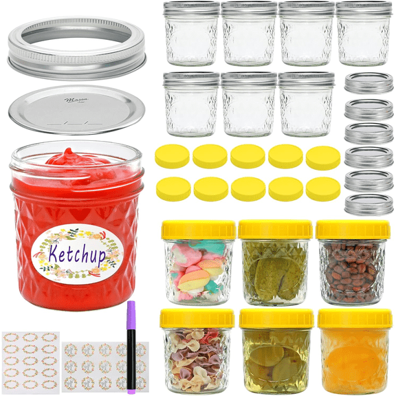 Mason Jars 6 OZ,16 PACK Glass Canning jars With Lids,Small Mason Jars For Jelly,