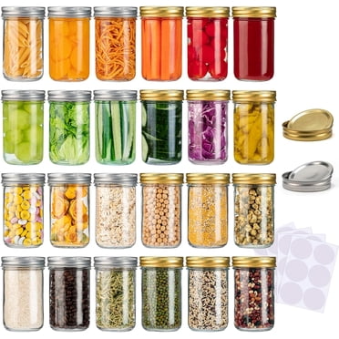 24 Pack 8 Oz Mason Jars With Lids - Small Glass Canning Jars For Preserves, Crafts & DIY