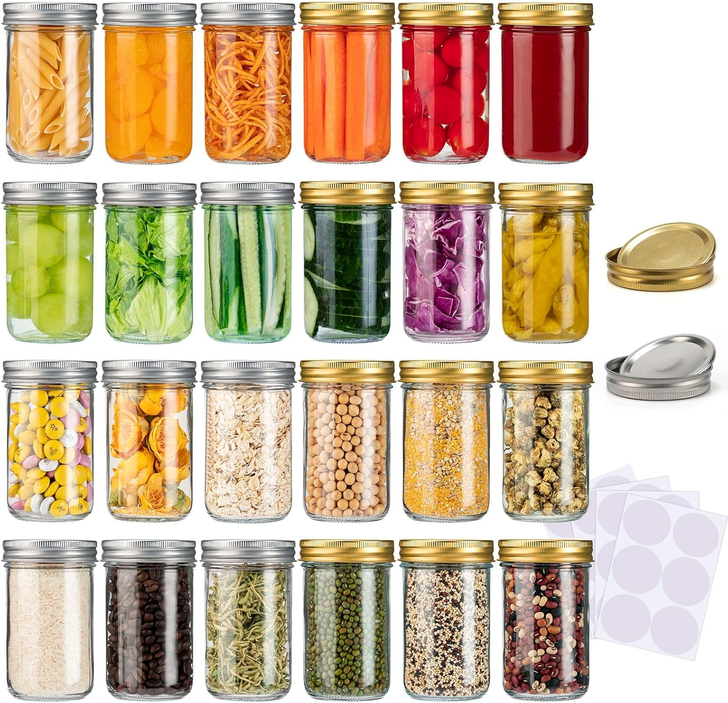 Mason Jars 8 oz, 24 Pack Canning jars 8 oz Jelly Jars With Regular Lids ...