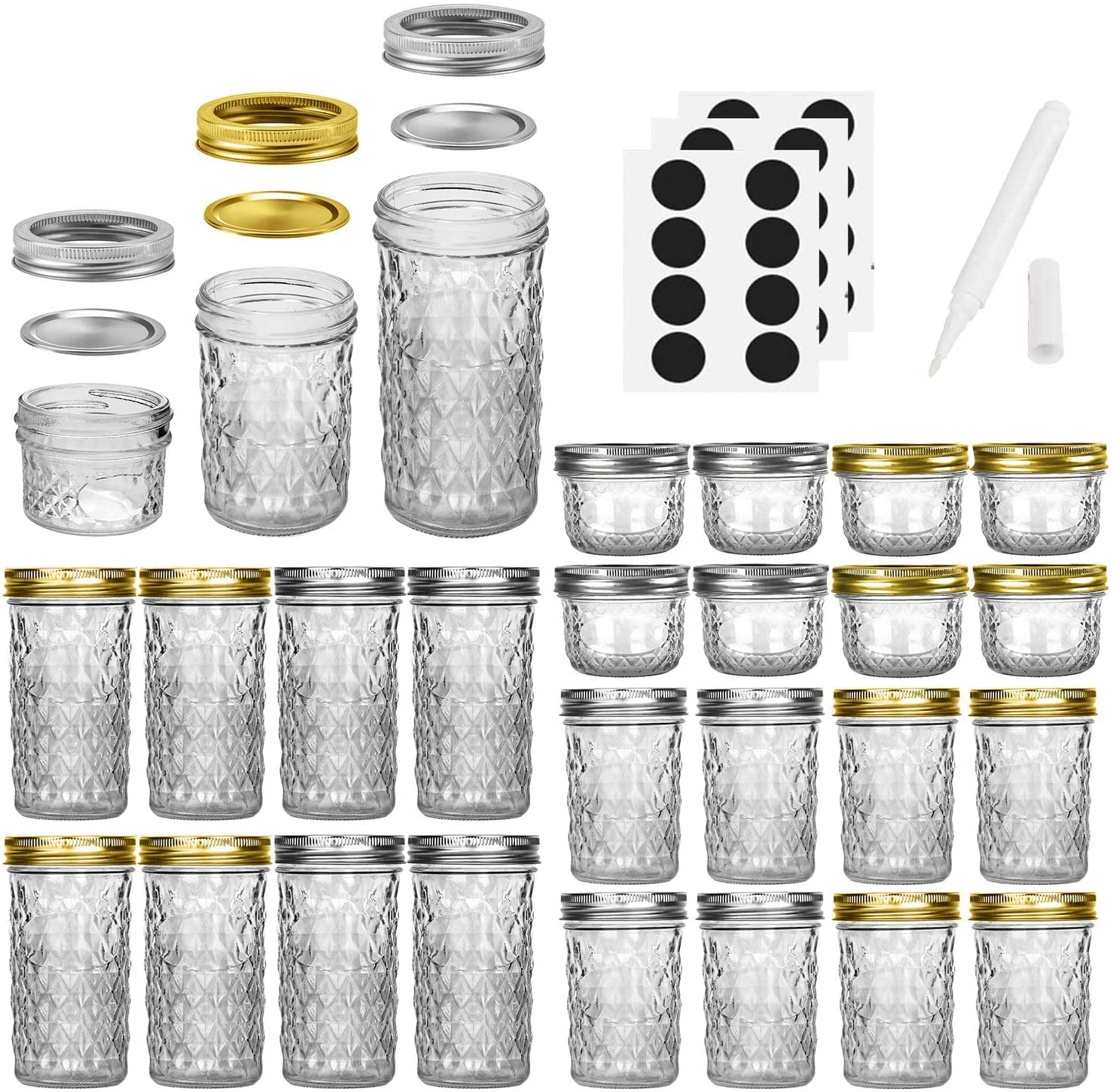 TANGLONG Mason Jars 8 oz Set of 24,Small Mason Jars,Spice Jars,8 oz Mason  Jars with Lids,Small Jars with Lids,8 oz Glass Jars,Small Glass Jars with