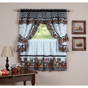 Mason Jars Complete Cottage Style Kitchen Curtain Set - 24 in. Length