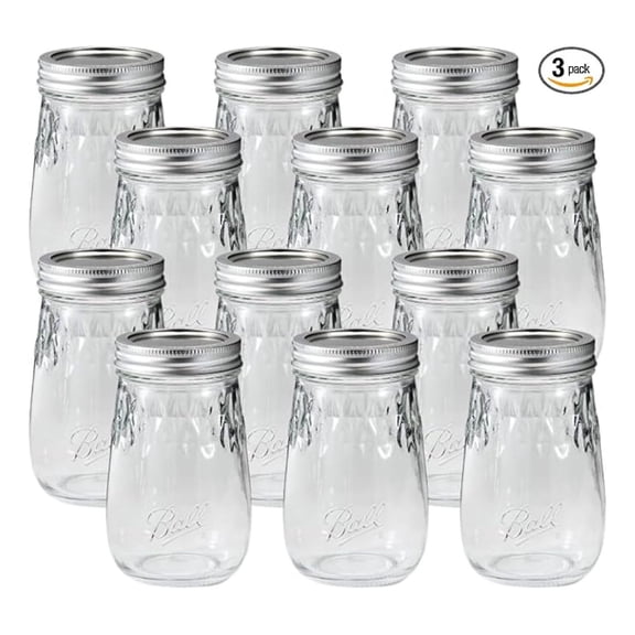 Mason Jars Pint Size - 16oz Regular Mouth with Lids (12 Pack) - Canning Jars for Jam, Food Storage, Beverages, Home Decor, Meal Prep - Glass Jars Airtight