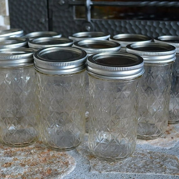 Mason Jars Quilted Crystal Jelly Mason Jar with Lid 12 oz 12 Pack