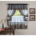 thumbnail image 1 of Mason-Jars Window Kitchen Curtains 5-Piece Printed Cottage Set - 57" (W) x 36" (L), Black & White, 1 of 1