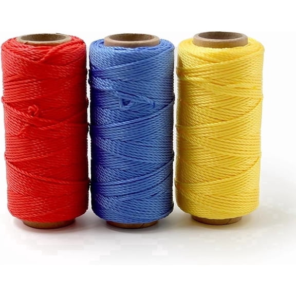 Mason Line String 260FT, 390FT, 780FT, 1500FT, 2300FT, Durable Construction Twine for Laying Bricks, Blocks, Fences in Gardening, DIY & Landscaping Projects (Set 3 Colors, 262 Ft x 3 Pcs)