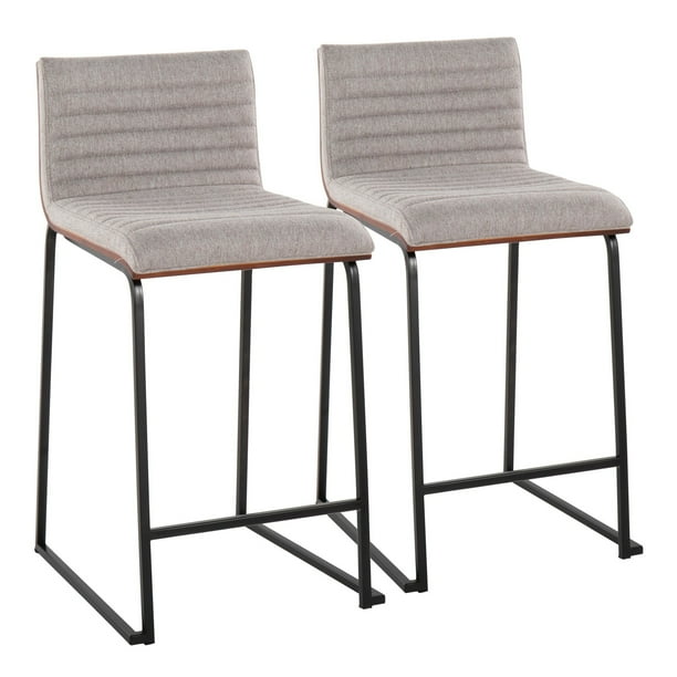 Silver Orchid Magda 26 Fixed Height Upholstered Counter Stool Set of 2 Grey Fabric Black Metal Walmart Business Supplies