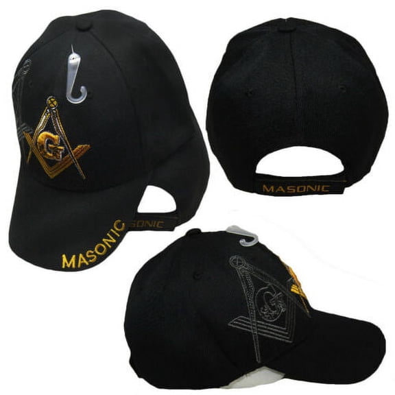 Mason Masonic (Grey Shadow) Black / Gold Masonic Lodge Ball Cap Hat