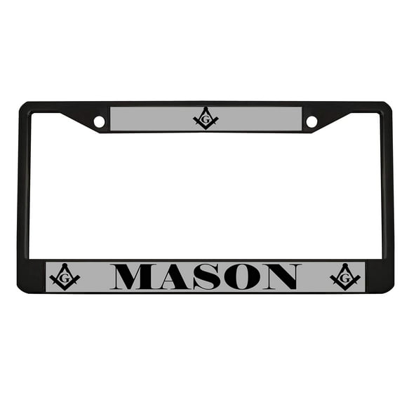 Mason Masonic Style Metal License Plate Frame Personalized/Car Accessories Car Tag Holder Cover (Black/Silver/Black)