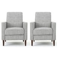 thumbnail image 1 of Mason Mid Century Modern Tufted Pushback Recliners, Set of 2, Light Gray Tweed and Dark Espresso, 1 of 11