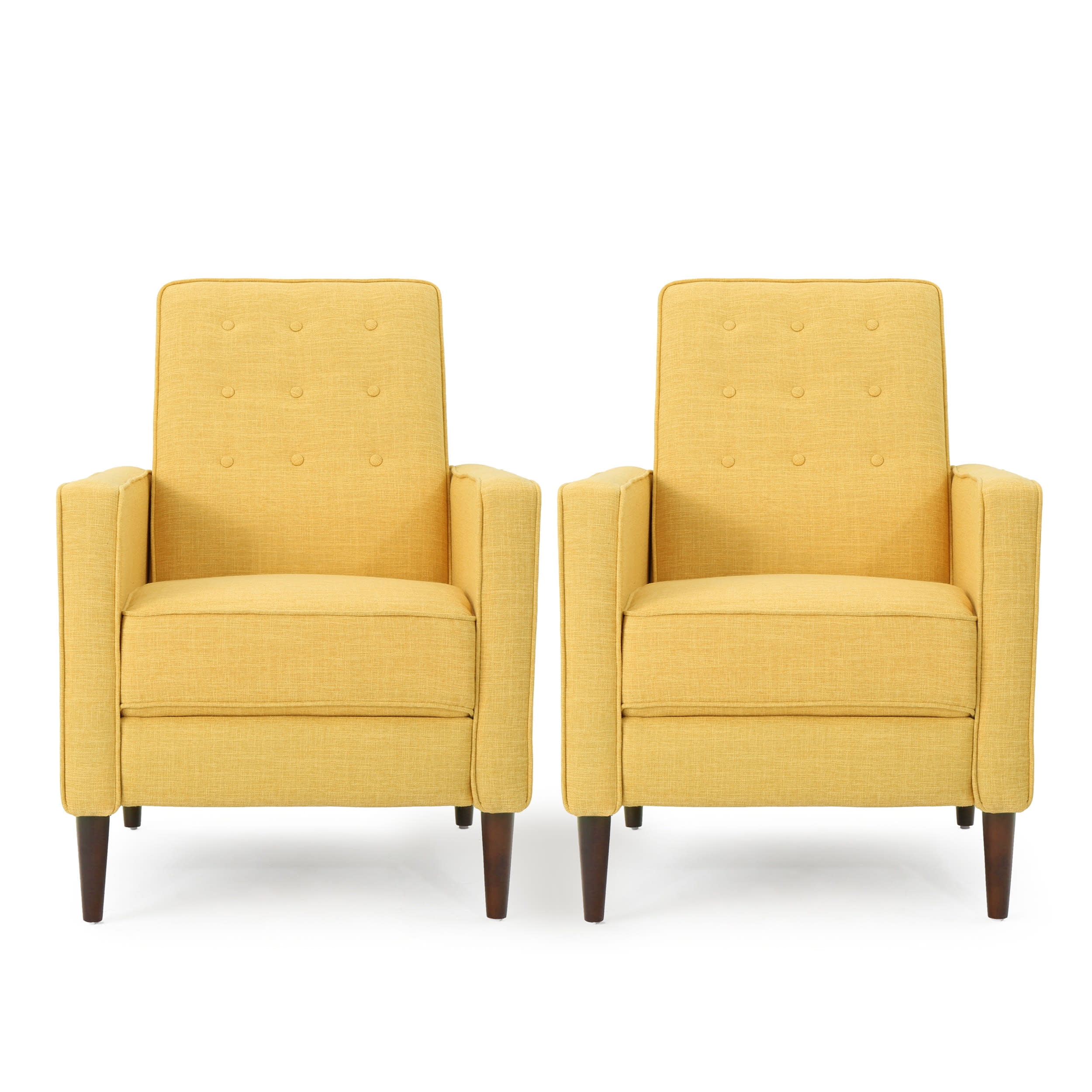 Mid-Century Modern Muted Yellow Microfiber Recliner