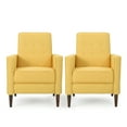 thumbnail image 1 of Mason Mid Century Modern Tufted Pushback Recliners, Set of 2, Muted Yellow and Dark Espresso, 1 of 10