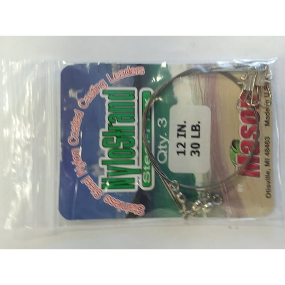 Mason NYLOSTRAND Bright 12" Fishing Leaders, 30 Lb., 3 Count