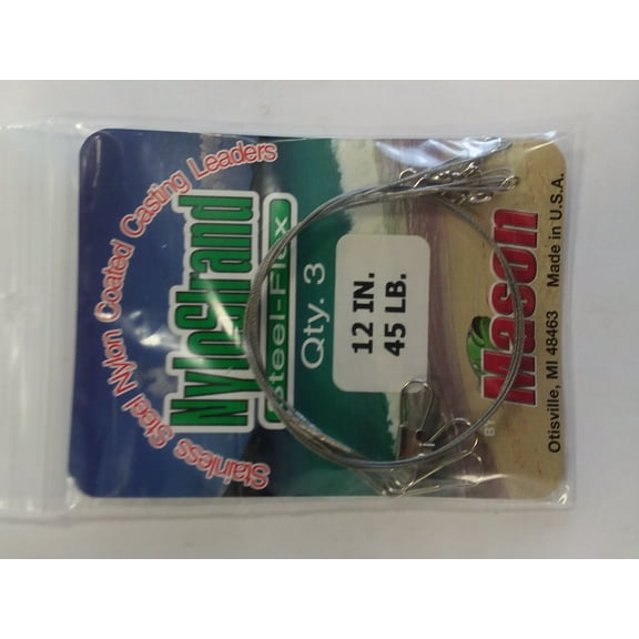 Mason NYLOSTRAND Bright 24" Fishing Leaders, 45 Lb., 3 Count