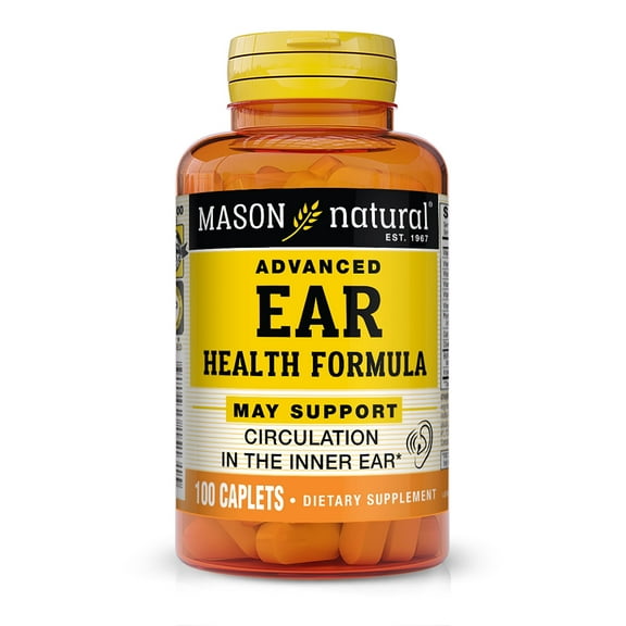 Mason Natural Advanced Ear Health Formula Supports Healthy Circulation in The Inner Ear, Ringing Ears Relief, 100 Caplets