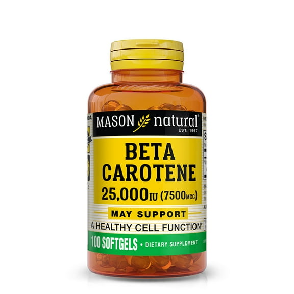 Mason Natural Beta Carotene, 7,500 mcg (25,000 IU),  Antioxidant, Supports Immunity, 100 Softgels