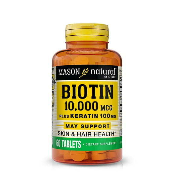 Mason Natural 10,000 mcg Biotin Plus Keratin 60 Tablets