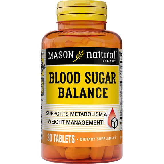 Mason Natural Blood Sugar Balance Formula with Chromax, Bittermelon & Gymnema - 30 Tablets