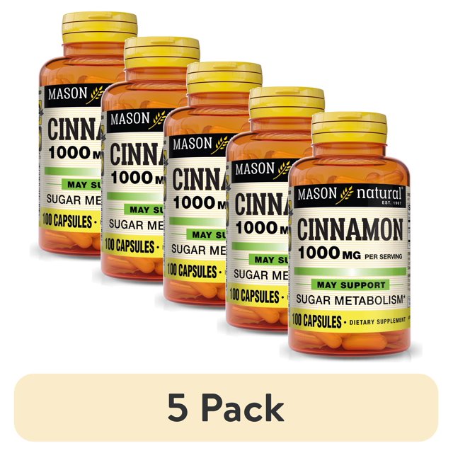 (5 pack) Mason Natural Cinnamon 1000 mg Healthy Blood Sugar