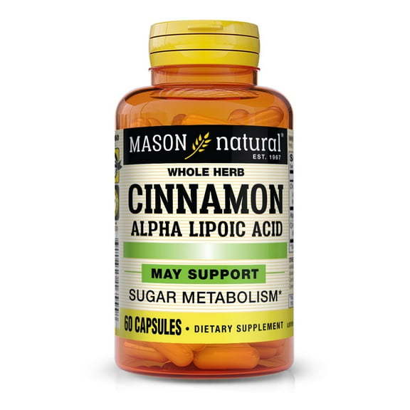 Mason Natural Cinnamon with Alpha Lipoic Acid - Sugar Metabolism, 60 Capsules