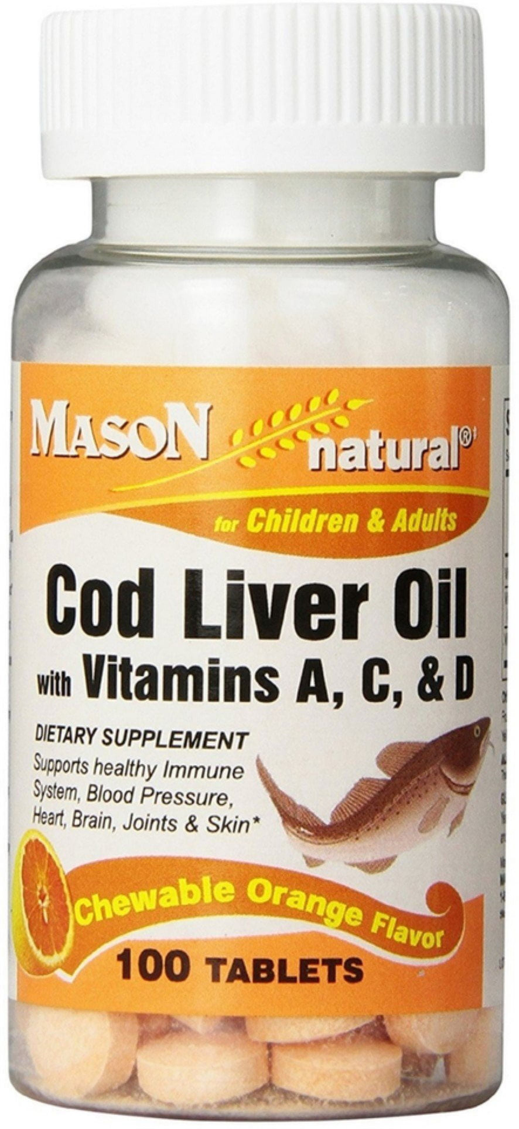 Mason Natural Cod Liver Oil Chewable Tablets, Orange Flavor 100 ea