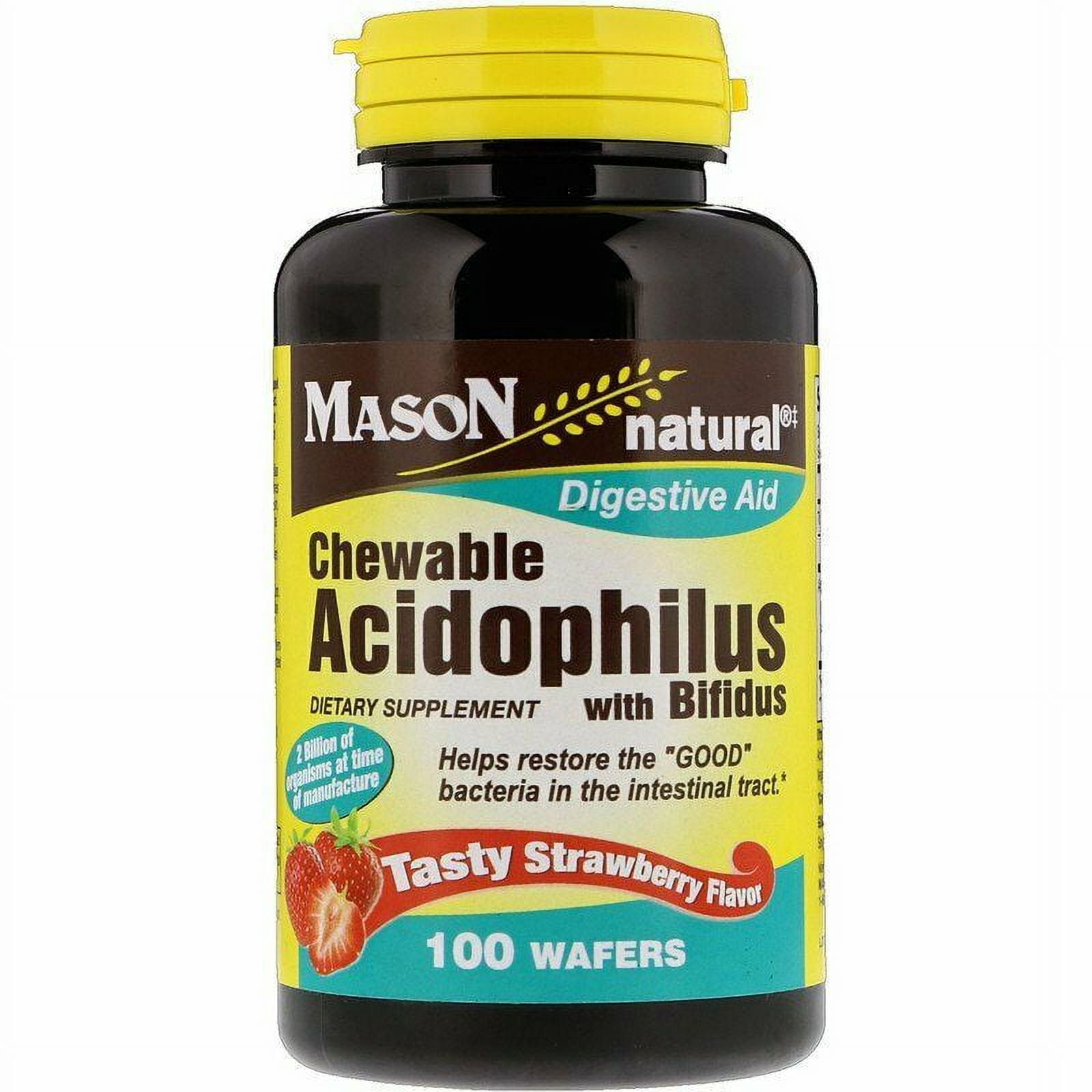 Mason Natural Digestive Aid Supplement w/ Bifidus Strawberry, 100ct, 2